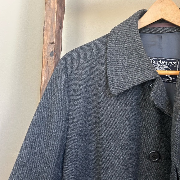 Burberrys Charcoal Button Front Lined Wool Trench Coat Size 52 Short - Picture 5 of 13